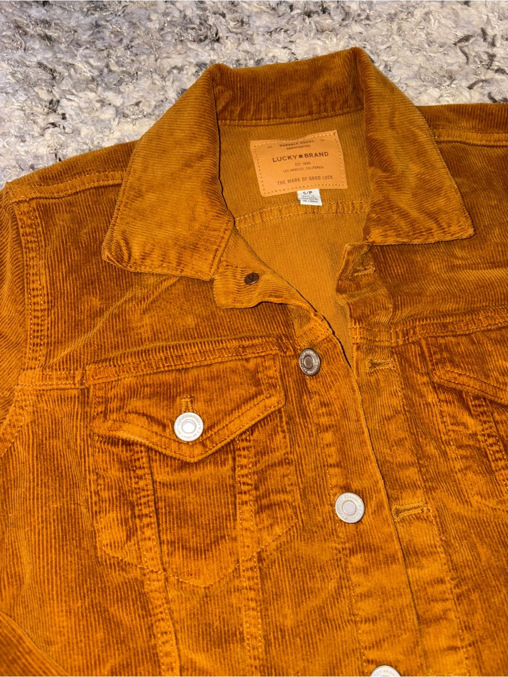 Lucky Brand Corduroy Jean Jacket in Mustard Orange